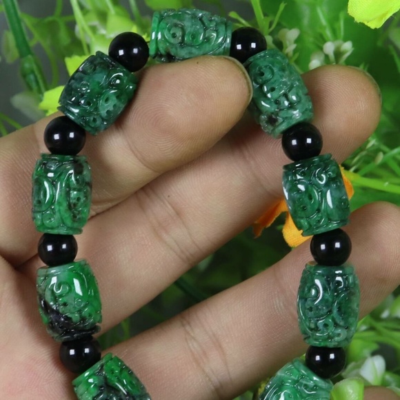Certified Green 100% Natural A JADE jadeite Moire Bracelet 云纹手链 - Picture 7 of 10
